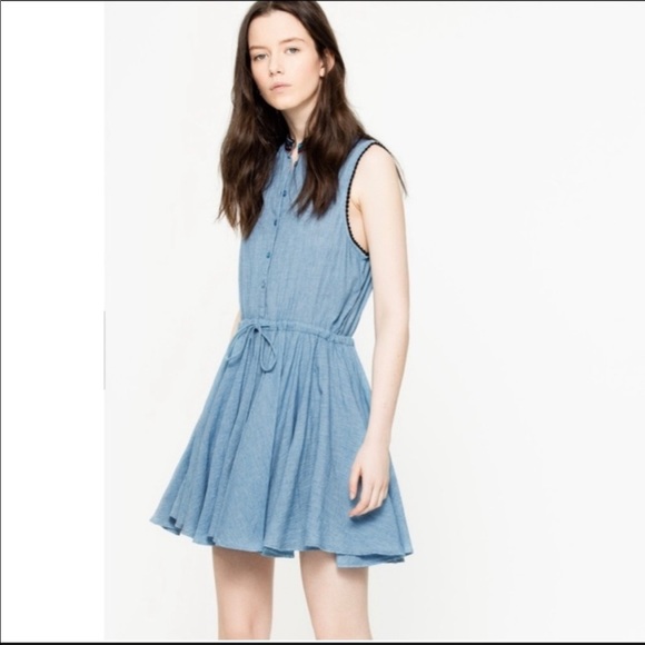 Zadig & Voltaire Ranie Cotton-Chambray Mini Dress New XS - Picture 3 of 7